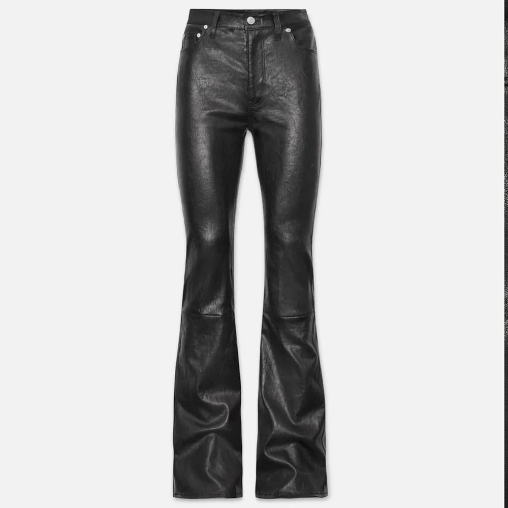 The Slim Stacked Leather Pant
in Black